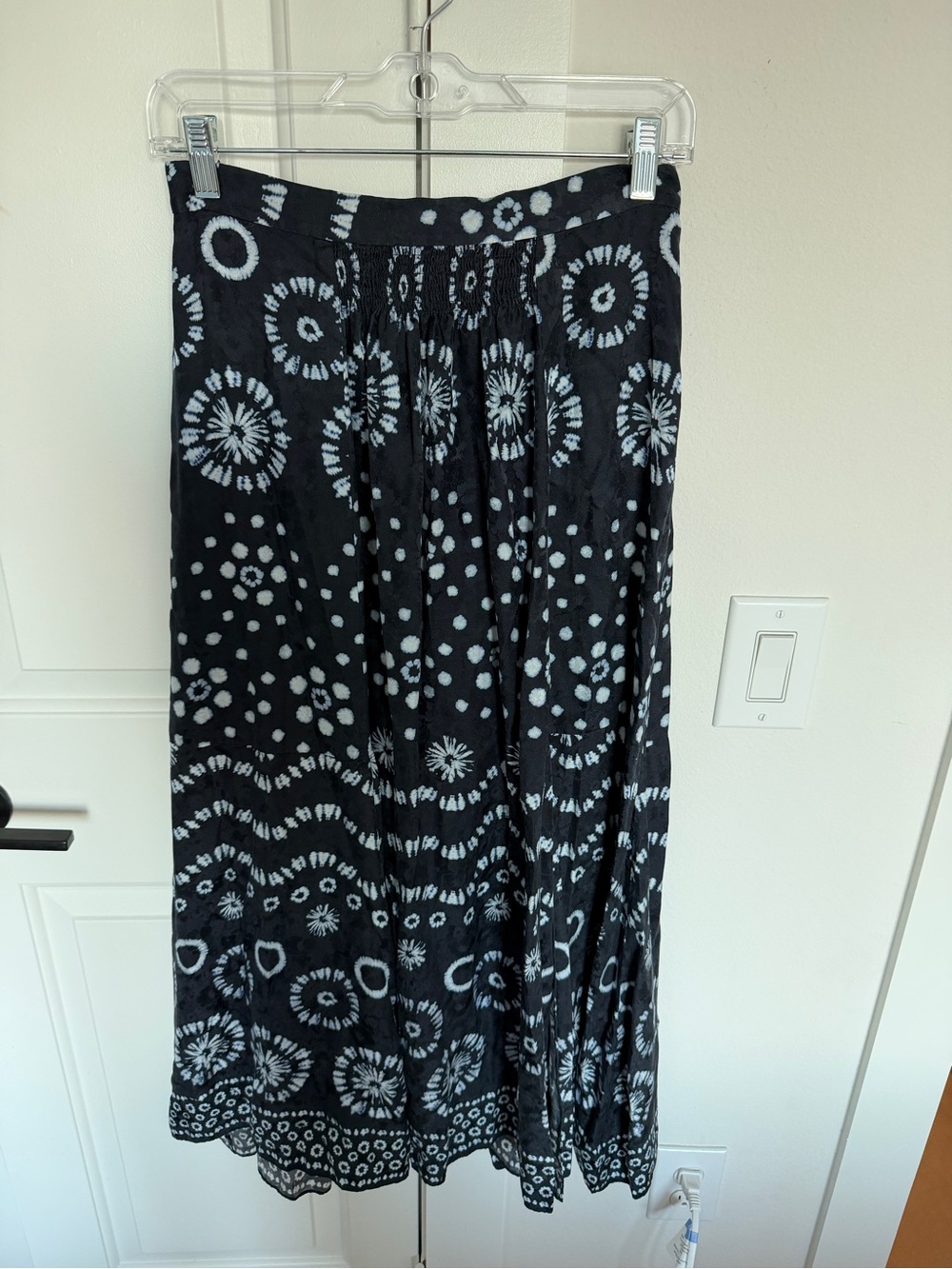 Hunter Bell Navy and White Tie-Dye Midi Skirt